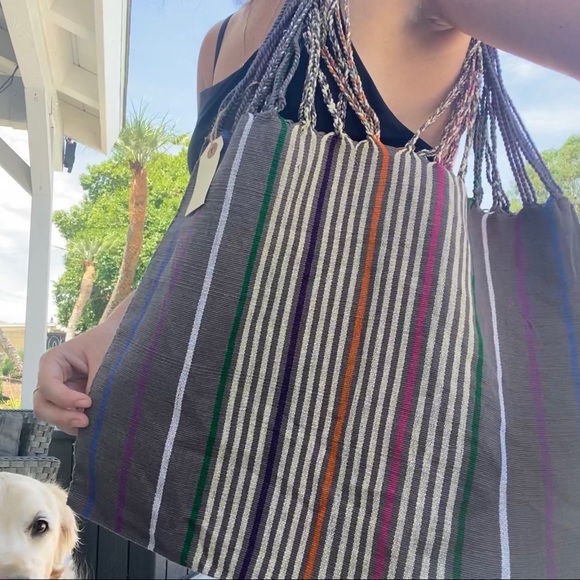 Handmade Luz Cotton Las Rayas Striped Tote Bag - Picture 5 of 6